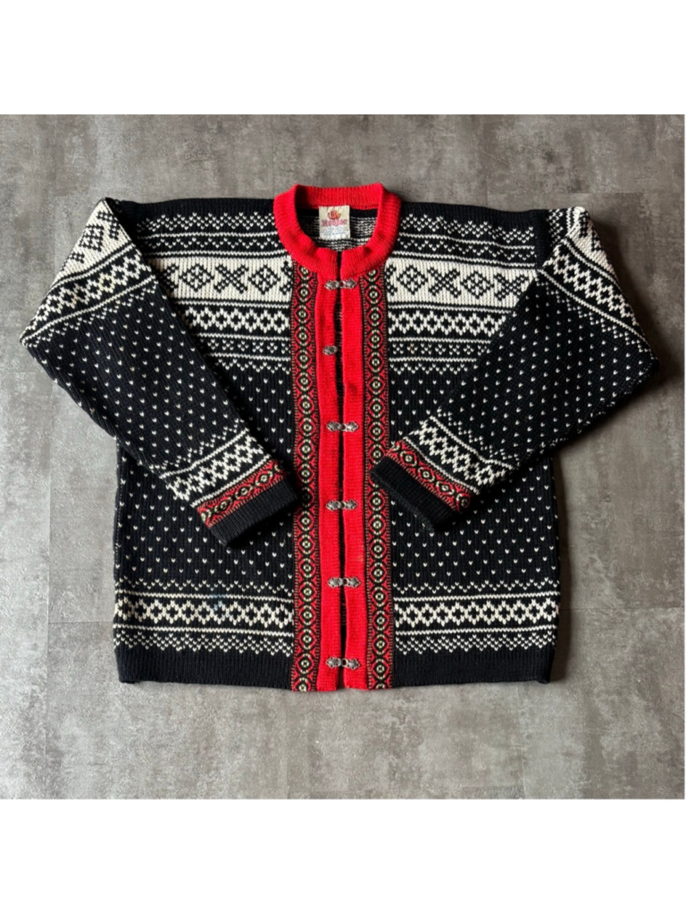Vintage Nesjar Norwegian Wool Cardigan Sweater Womens XL